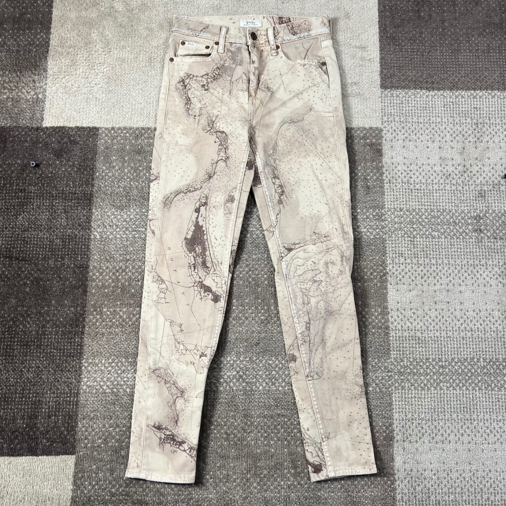 Polo Ralph Lauren Womens Sz 25 Tompkins Skinny High Rise Ankle Jeans Map Print